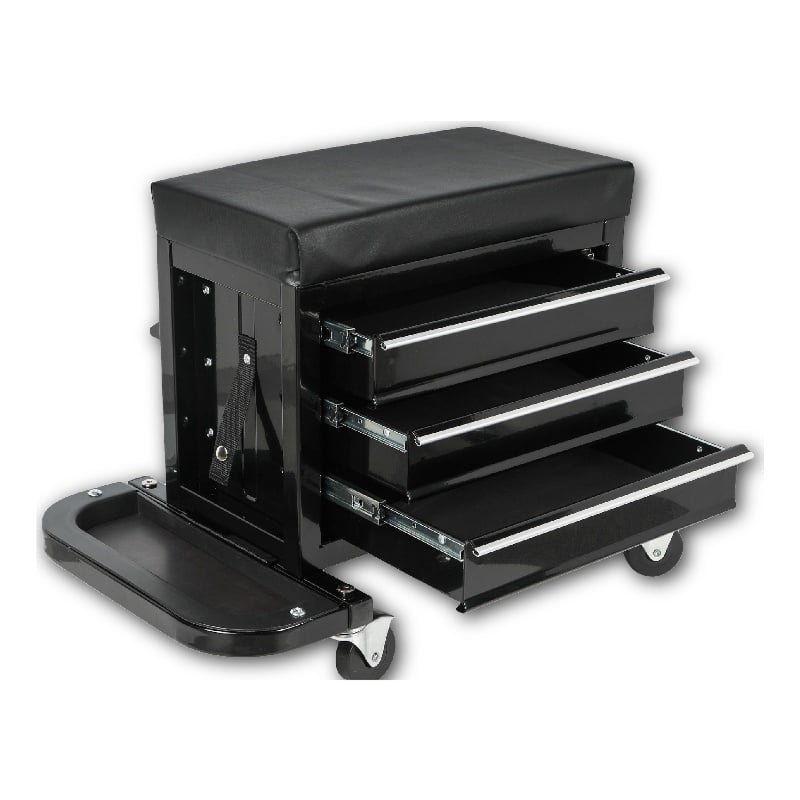Auro Nest Home 3-Drawer Tool Chest with Rolling Mechanic Seat  in Black