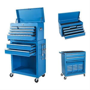 Auro Nest Home Tool Chest 8-Drawer Rolling Tool Storage Cabinet in Blue