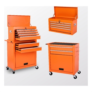 Auro Nest Home Tool Chest 8-Drawer Rolling Tool Storage Cabinet in Organe