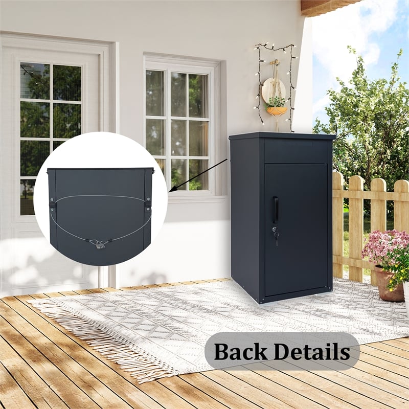 Auro Nest Home Cold-Rolled Steel Package Delivery Box in Black