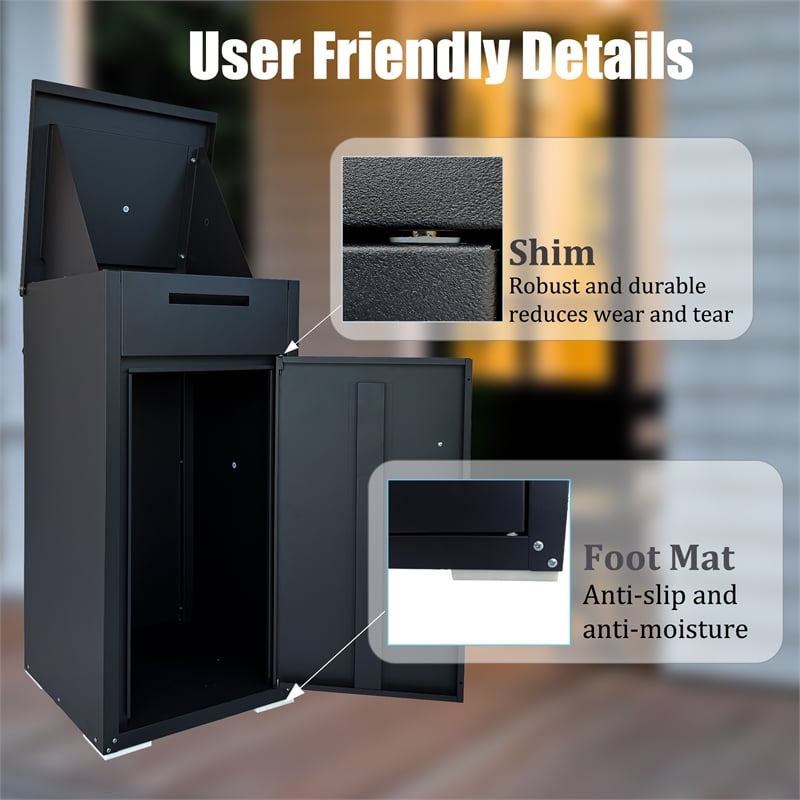 Auro Nest Home Cold-Rolled Steel Package Delivery Box in Black