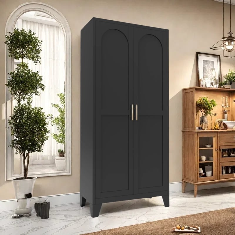 Auro Nest Home 61'' 2 Shapely Doors Metal Storage Cabinet in Black