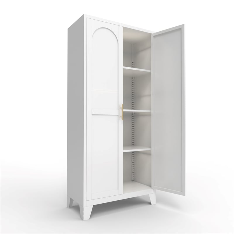 Auro Nest Home 61'' 2 Shapely Doors Cabinet Metal Storage Cabinet in White
