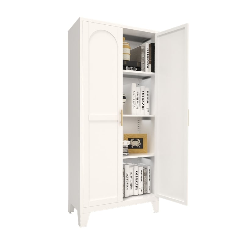 Auro Nest Home 61'' 2 Shapely Doors Cabinet Metal Storage Cabinet in White
