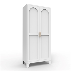 Auro Nest Home 61'' 2 Shapely Doors Cabinet Metal Storage Cabinet in White