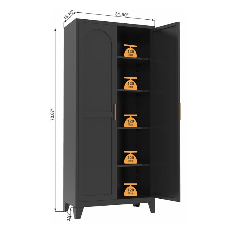 Auro Nest Home 71'' 2 Shapely Doors Storage Cabinet in Black