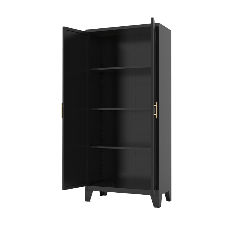 Auro Nest Home 71'' 2 Shapely Doors Storage Cabinet in Black