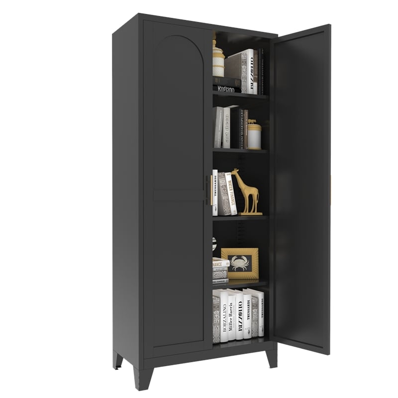 Auro Nest Home 71'' 2 Shapely Doors Storage Cabinet in Black