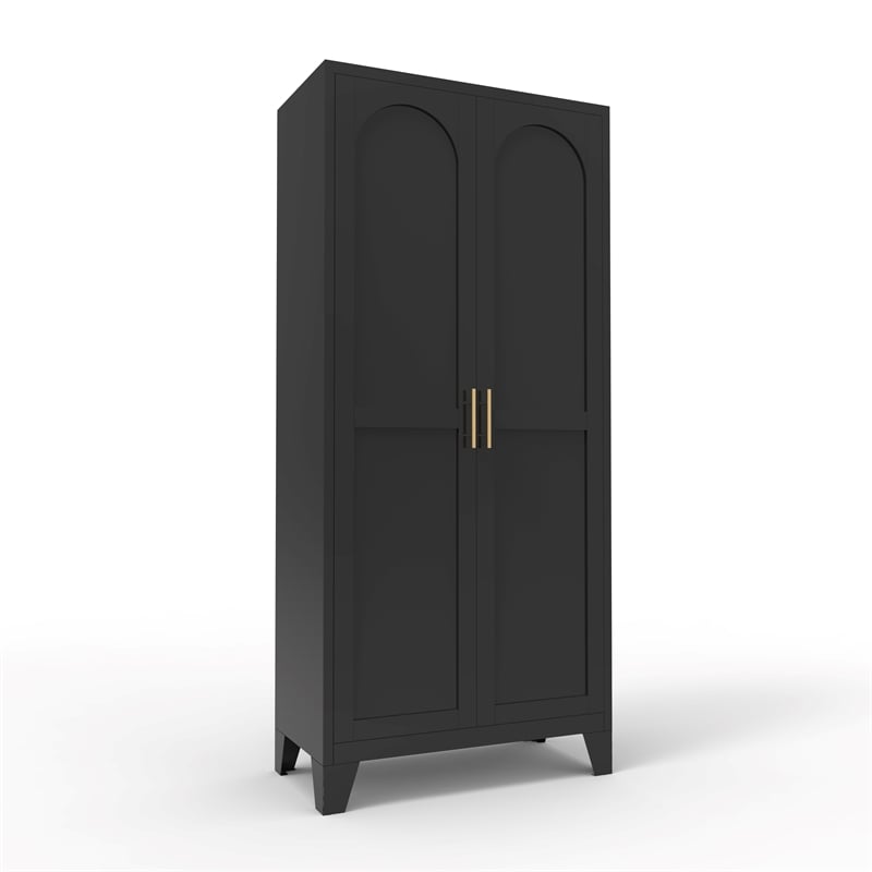 Auro Nest Home 71'' 2 Shapely Doors Storage Cabinet in Black