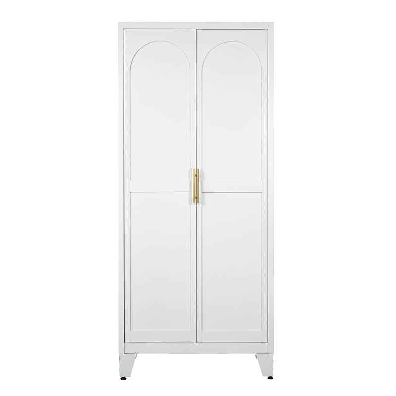 Auro Nest Home 71'' 2 Shapely Doors Metal Storage Cabinet in White