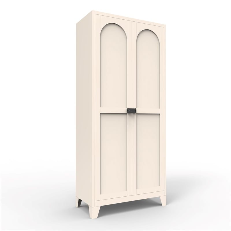 Auro Nest Home 71'' 2 Shapely Door With Lock Metal Storage Cabinet in Beige
