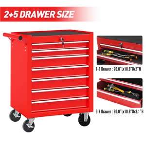 Auro Nest Home Rolling Tool Chest with 7-Drawer Tool Box in Red