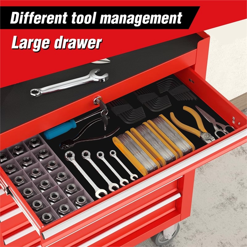 Auro Nest Home Rolling Tool Chest with 7-Drawer Tool Box in Red