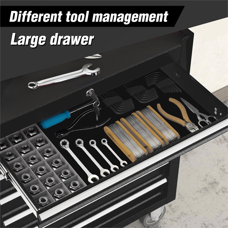 Auro Nest Home Rolling Tool Chest with 7-Drawer Tool Box in Black