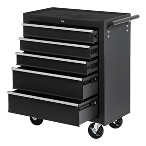 Auro Nest Home 5-Drawer Rolling Tool Chest w/Lock & Key in Black