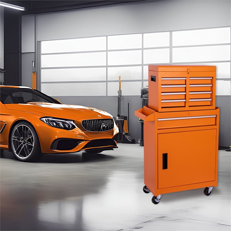 Auro Nest Home Tool Chest 5-Drawer Rolling Tool Storage Cabinet in Orange