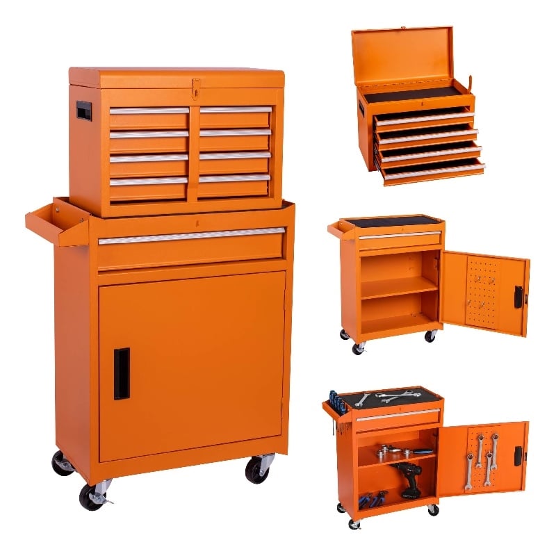 Auro Nest Home Tool Chest 5-Drawer Rolling Tool Storage Cabinet in Orange