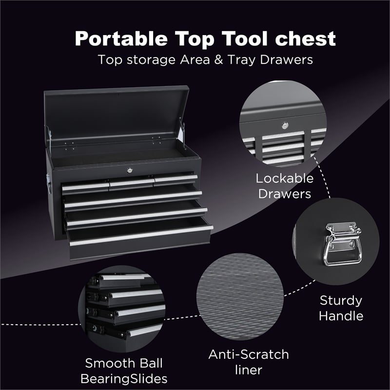 Auro Nest Home 8-Drawer Rolling Tool Storage Cabinet in Black