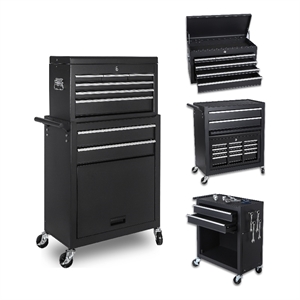 Auro Nest Home 8-Drawer Rolling Tool Storage Cabinet in Black