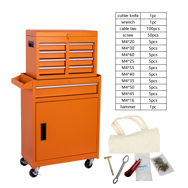Auro Nest Home 5-Drawer Rolling Tool Storage Cabinet in Orange