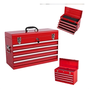 Auro Nest Home 21&quot Heavy Duty Metal Tool Box with 4 Drawers in Red
