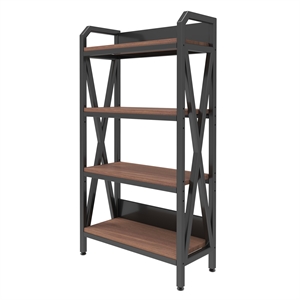 56.30'' 4-Level Metal and Wooden Bakers Rack Storage shelves in Black