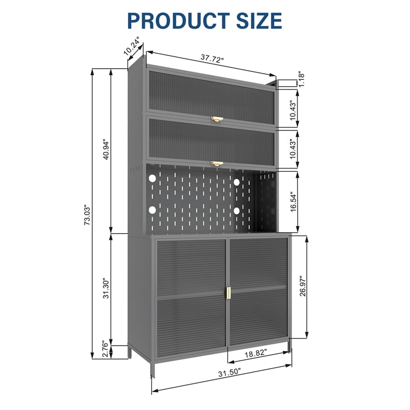 Auro Nest Home 73'' Tall Kitchen Pantry Cabinet in Grey