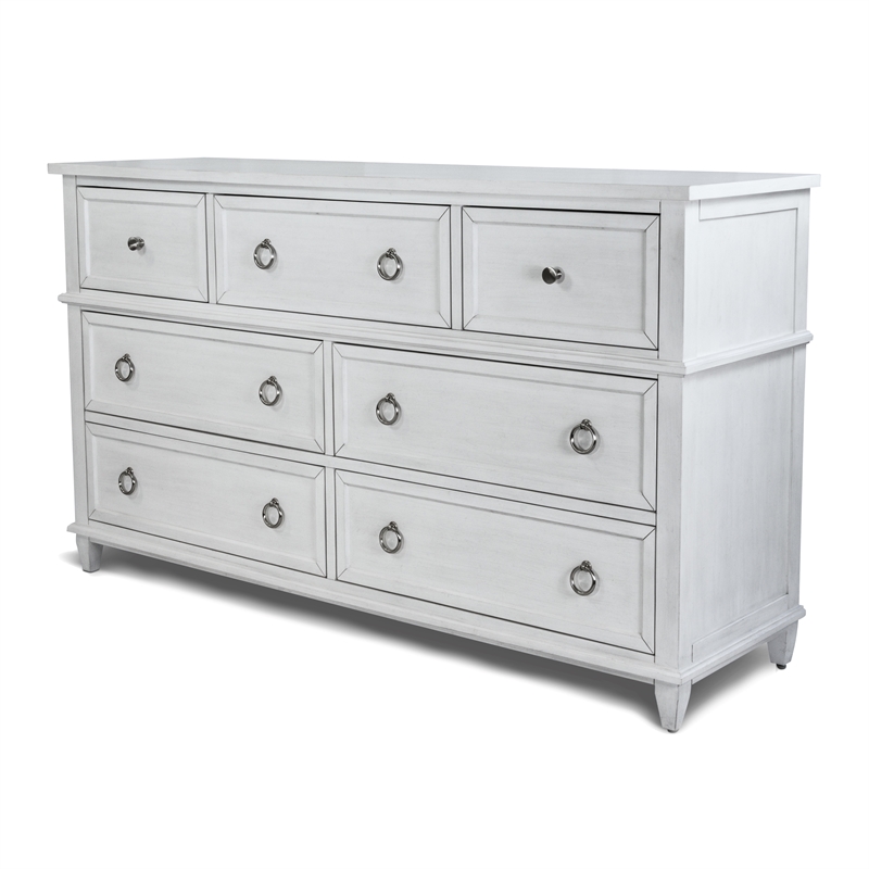Finn & Louise Point Breeze 7 Drawer Dresser in White & Soft Grey Glaze