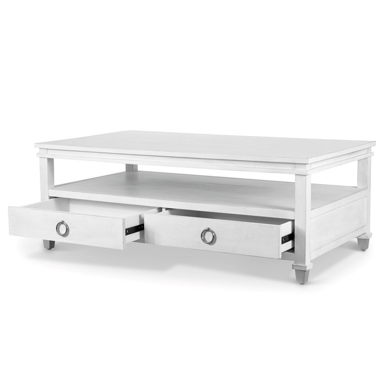 Point Breeze - 2-Drawer Cocktail Table with Castors - Wood - White