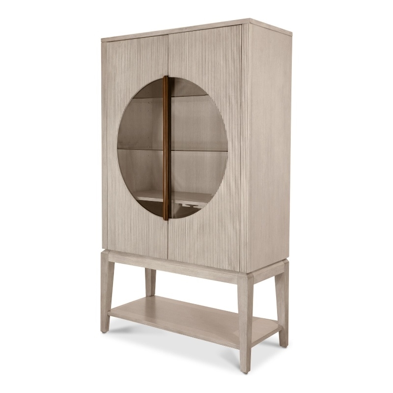Manhattan Valley - Curio with Touch Lighting - Dusty Rose Finish - Glass