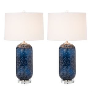 Lux Lighting Stunning Blue Glass Table Lamps (Set of 2) 3-Way Switch