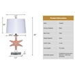 Lux Lighting Aloha Starfish Seaside Coastal Table Lamps - Orange - Resin
