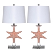 Lux Lighting Aloha Starfish Seaside Coastal Table Lamps - Orange - Resin
