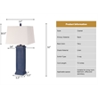 Lux Lighting Shutter Navy Blue Table Lamps USB port (Set of 2) - Resin