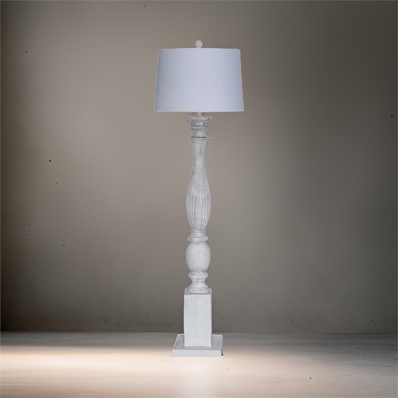 Lux Lighting 63'' Classic White Washed Coastal Floor Lamp Classy - Resin