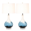 Lux Lighting Ombre Blue Tone Glass Table Lamps (Set of 2) 3-Way Switch