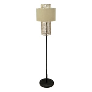 Lux Lighting Bali - 63&quot Floor Lamp - Natural Rattan Finish