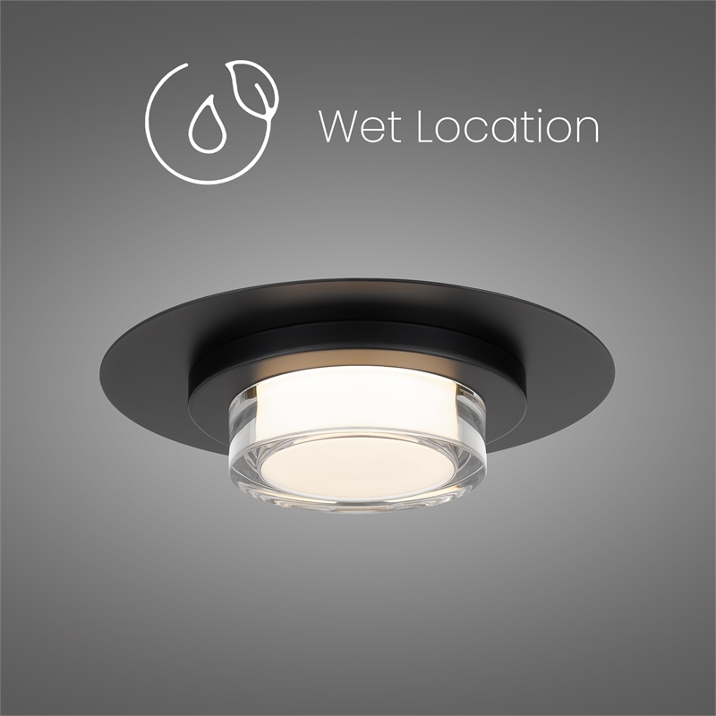 Alteck Plate Round 12 inch Stainless Steel LED Outdoor Flush Mount in Black