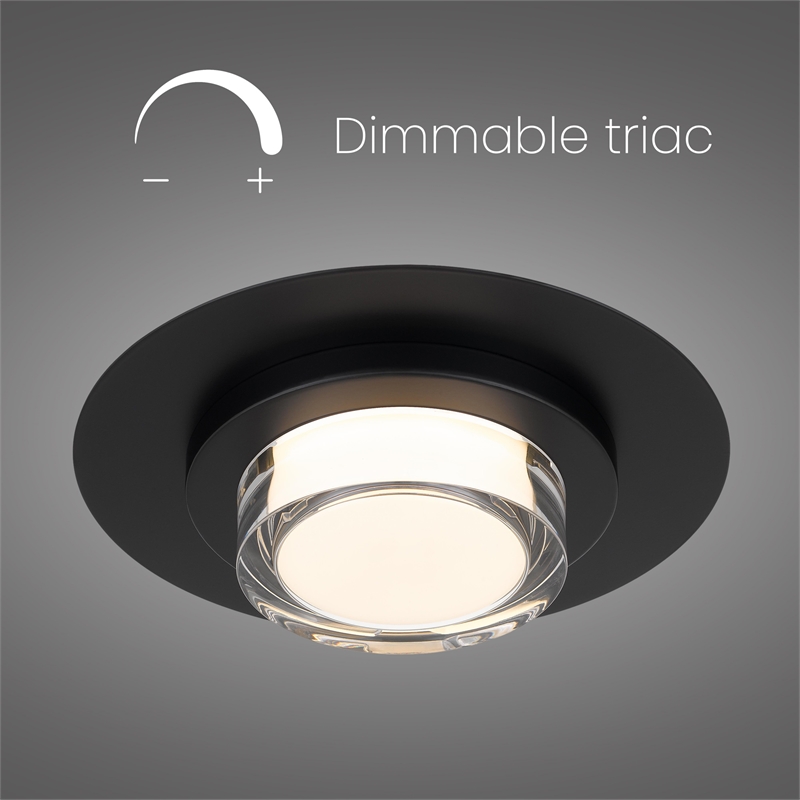 Alteck Plate Round 12 inch Stainless Steel LED Outdoor Flush Mount in Black