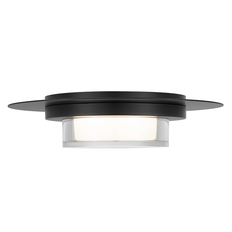 Alteck Plate Round 12 inch Stainless Steel LED Outdoor Flush Mount in Black