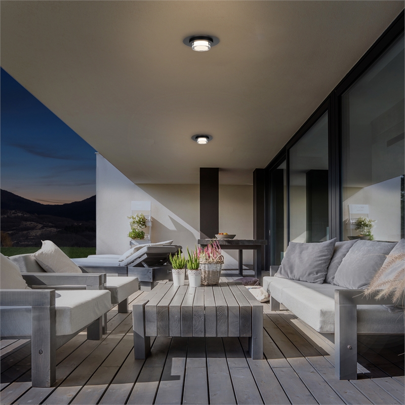 Alteck Plate Round 12 inch Stainless Steel LED Outdoor Flush Mount in Black