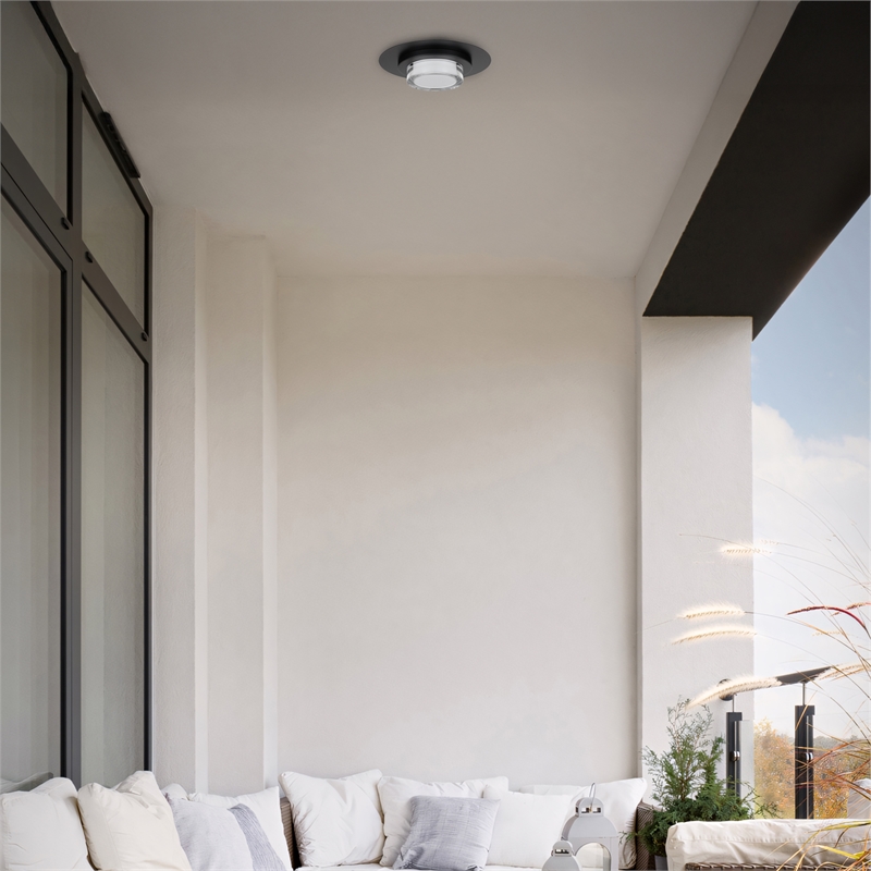 Alteck Plate Round 12 inch Stainless Steel LED Outdoor Flush Mount in Black