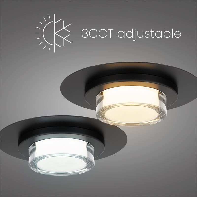 Alteck Plate Round 12 inch Stainless Steel LED Outdoor Flush Mount in Black