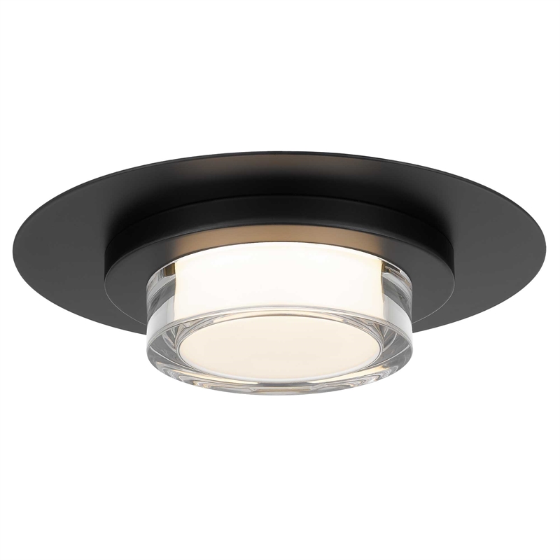 Alteck Plate Round 12 inch Stainless Steel LED Outdoor Flush Mount in Black