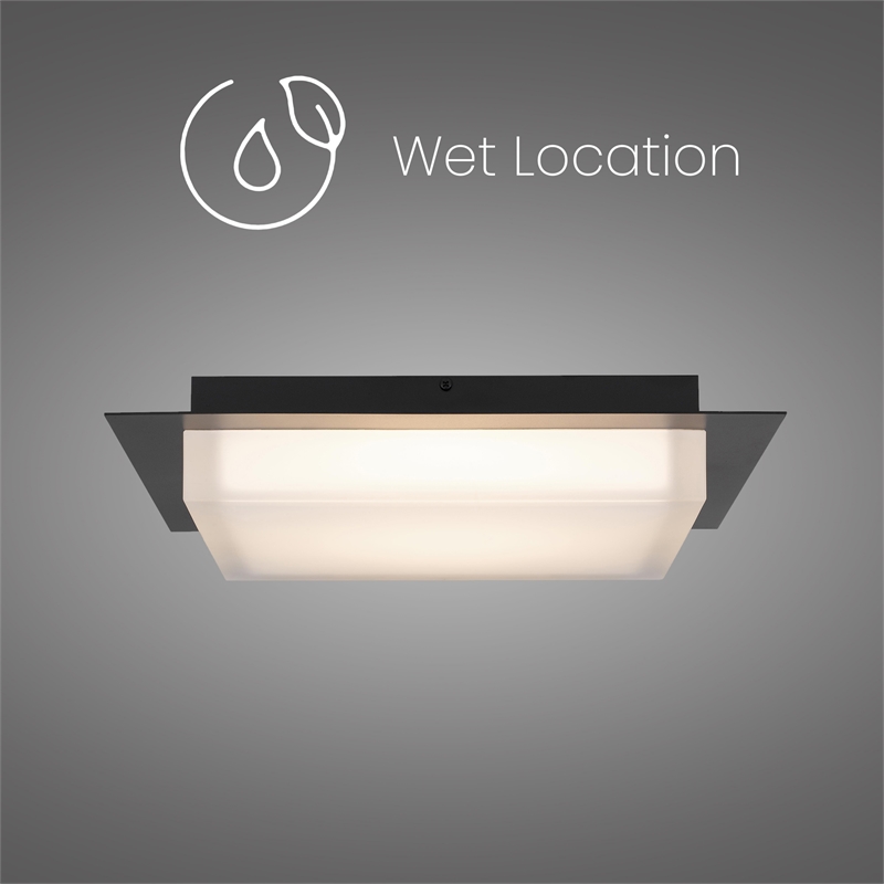 Alteck Foursquare 14 inch  Stainless Steel LED Outdoor Flush Mount in Black