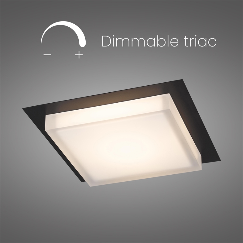 Alteck Foursquare 14 inch  Stainless Steel LED Outdoor Flush Mount in Black