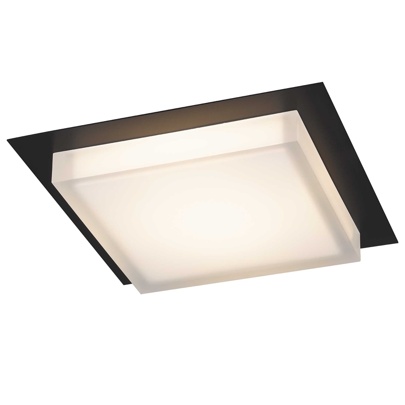 Alteck Foursquare 14 inch  Stainless Steel LED Outdoor Flush Mount in Black