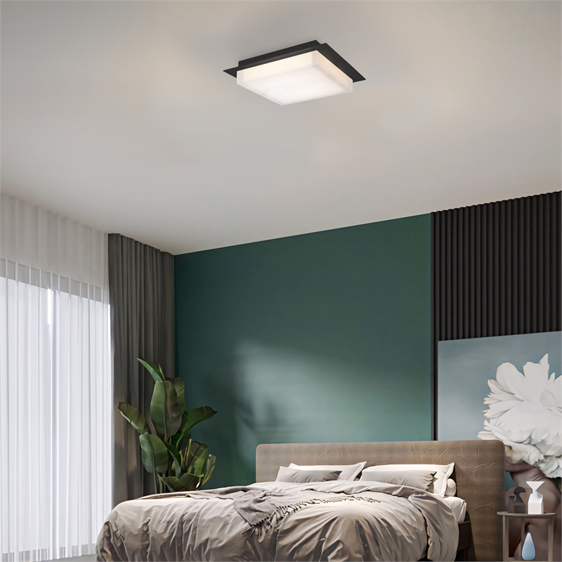 Alteck Foursquare 14 inch  Stainless Steel LED Outdoor Flush Mount in Black