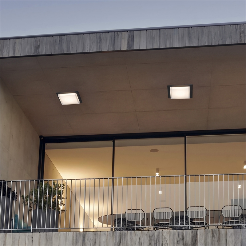 Alteck Foursquare 14 inch  Stainless Steel LED Outdoor Flush Mount in Black