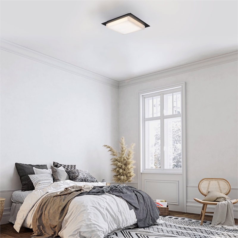 Alteck Foursquare 14 inch  Stainless Steel LED Outdoor Flush Mount in Black